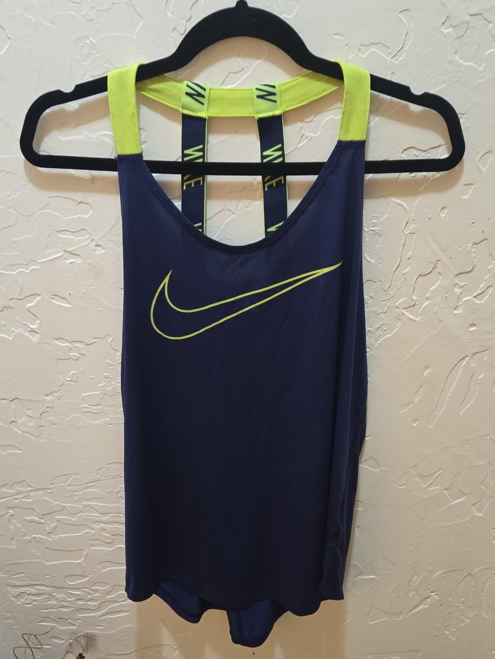 Nike Navy Tank with Neon Yellow Accents and Branded Straps